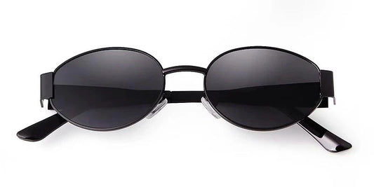 Retro Metal Frame Pilot Oval Sunglasses Women Men Brand Designer Vintage Round Sun Glasses Luxury 90s Green Lens Shades Male UV - MANDOTOS