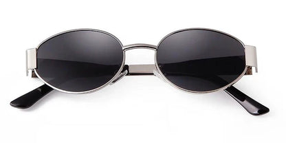 Retro Metal Frame Pilot Oval Sunglasses Women Men Brand Designer Vintage Round Sun Glasses Luxury 90s Green Lens Shades Male UV - MANDOTOS