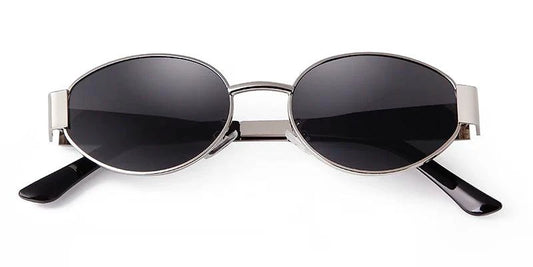 Retro Metal Frame Pilot Oval Sunglasses Women Men Brand Designer Vintage Round Sun Glasses Luxury 90s Green Lens Shades Male UV - MANDOTOS