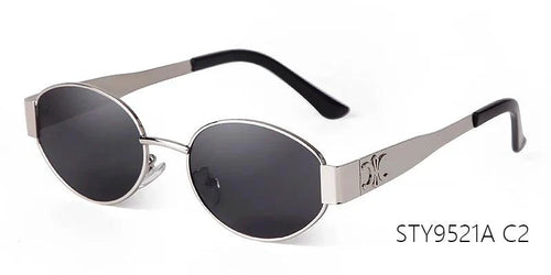 Retro Metal Frame Pilot Oval Sunglasses Women Men Brand Designer Vintage Round Sun Glasses Luxury 90s Green Lens Shades Male UV - MANDOTOS