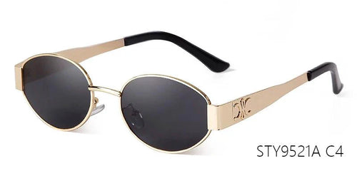 Retro Metal Frame Pilot Oval Sunglasses Women Men Brand Designer Vintage Round Sun Glasses Luxury 90s Green Lens Shades Male UV - MANDOTOS