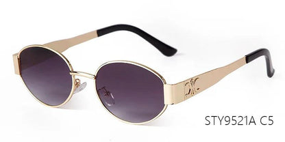 Retro Metal Frame Pilot Oval Sunglasses Women Men Brand Designer Vintage Round Sun Glasses Luxury 90s Green Lens Shades Male UV - MANDOTOS