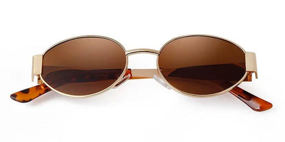 Retro Metal Frame Pilot Oval Sunglasses Women Men Brand Designer Vintage Round Sun Glasses Luxury 90s Green Lens Shades Male UV - MANDOTOS
