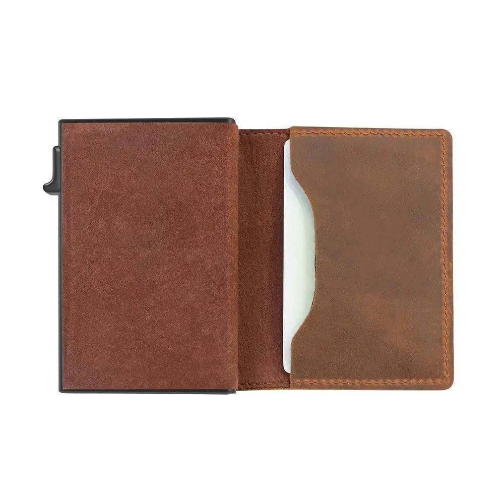 RFID Men's Wallet - Slim Leather Card Holder with AirTag Slot - MANDOTOS