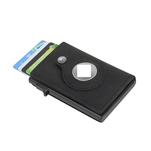 RFID Men's Wallet - Slim Leather Card Holder with AirTag Slot - MANDOTOS