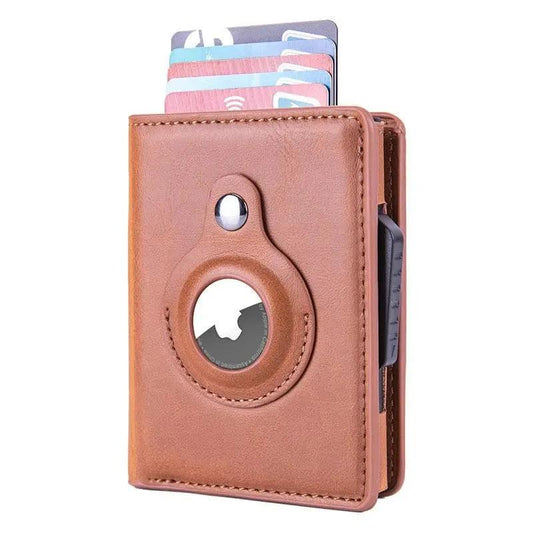 RFID Men's Wallet - Slim Leather Card Holder with AirTag Slot - MANDOTOS