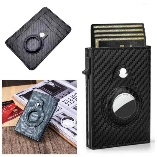 RFID Men's Wallet - Slim Leather Card Holder with AirTag Slot - MANDOTOS