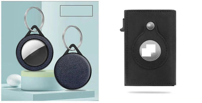 RFID Men's Wallet - Slim Leather Card Holder with AirTag Slot - MANDOTOS