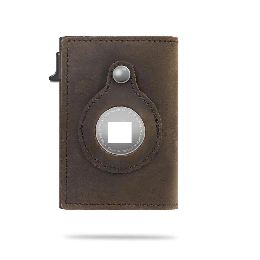 RFID Men's Wallet - Slim Leather Card Holder with AirTag Slot - MANDOTOS