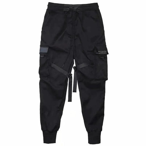 Ribbons Harem Joggers Men Cargo Pants Streetwear Hip Hop Casual Pockets Cotton Track Pants - MANDOTOS