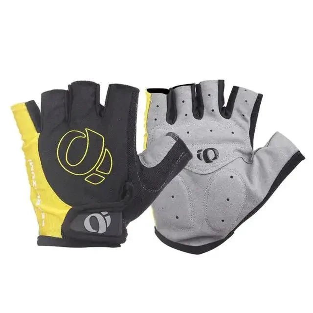 Mandotos RideGrip cycling gloves in black with padded palms and adjustable wrist straps for comfort and grip during rides.
