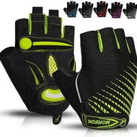Mandotos RideGuard half finger cycling gloves with padded palms and breathable fabric for comfortable biking.