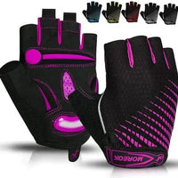 Mandotos RideGuard half finger cycling gloves with padded palms and breathable fabric for comfortable biking.