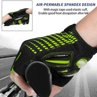 Mandotos RideGuard half finger cycling gloves with padded palms and breathable fabric, designed for comfortable biking.