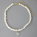 Round Medal Pearl Necklace Irregular Pearl - MANDOTOS
