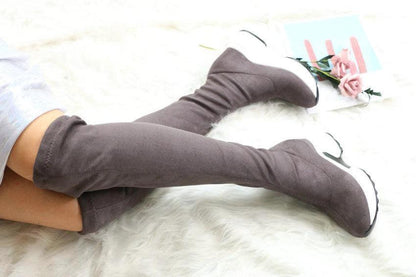 Round toe sports high heel over knee boots - MANDOTOS