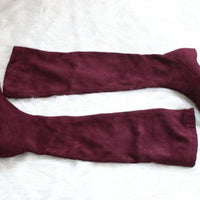 Mandotos round toe sports high heel over-the-knee boots showing sleek design and black leather finish.