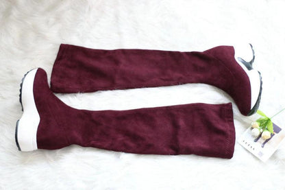 Round toe sports high heel over knee boots - MANDOTOS