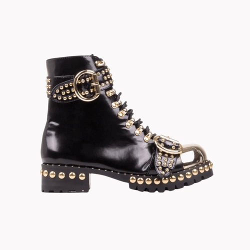 Rugged Studded Buckle Boots - MANDOTOS