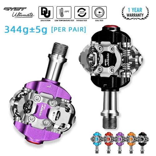 Mandotos RYET MTB clipless pedals with textured grip surface, designed for mountain biking control and performance.