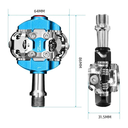Mandotos RYET MTB clipless pedals with textured grip for enhanced control during mountain biking, shown mounted on a bike.