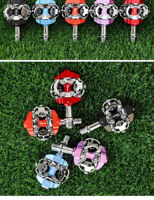 Mandotos RYET MTB clipless pedals with durable metal grips and adjustable tension for mountain biking control and performance.