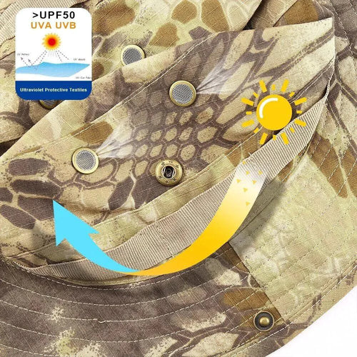 Safari Camo Sun Hat: Mesh Boonie for Outdoors - MANDOTOS