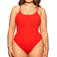 Mandotos sculpting beachwear bodysuit in black, featuring a sleek, form-fitting design with supportive straps and smooth fabric.