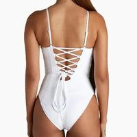 Mandotos Sculpting Beachwear Bodysuit in black, fitted with supportive design and seamless finish for a sleek summer look.