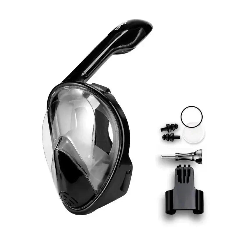 Mandotos seamless snorkel dive mask with clear lenses and adjustable strap, designed for comfortable underwater snorkeling.