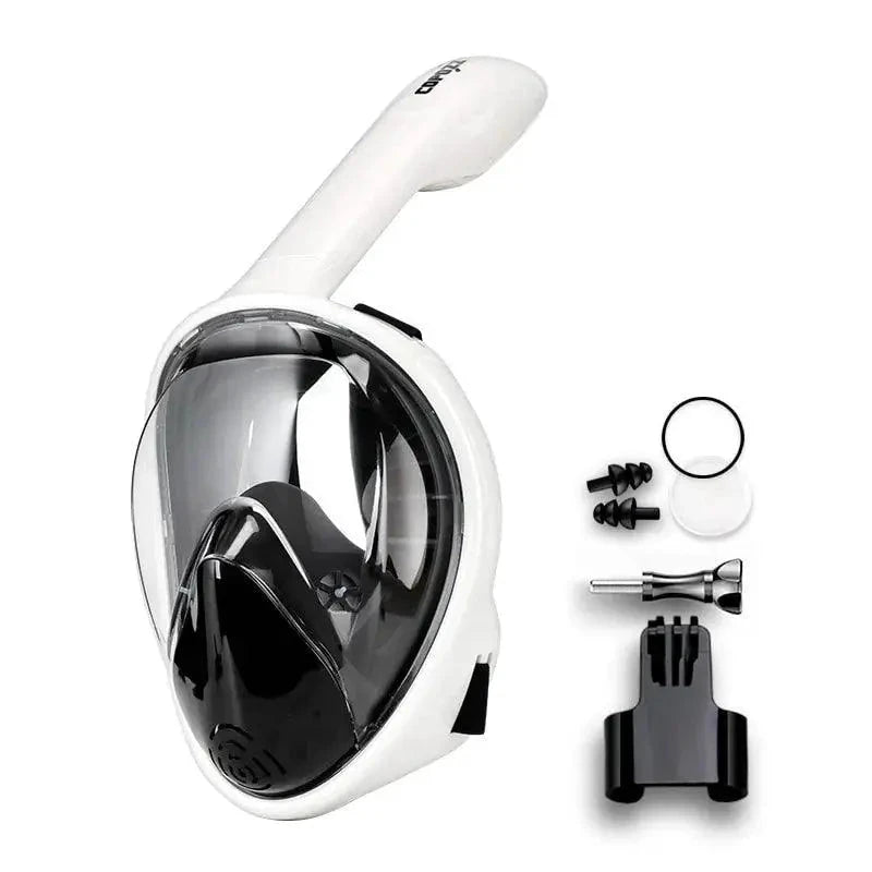 Mandotos seamless snorkel dive mask with clear lens and adjustable straps, designed for comfortable underwater exploration.
