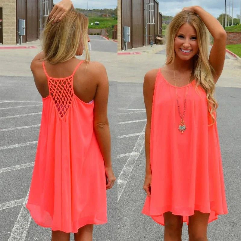 Seaside Dream Chiffon Sundress - Effortless Elegance for Sunny Days - MANDOTOS