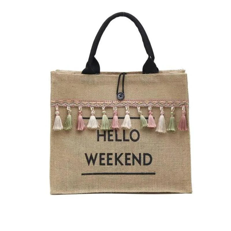 Mandotos Seaside Style Carryall bag with nautical design, featuring spacious interior and sturdy handles for beach or city use.