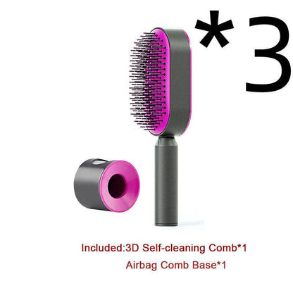 Self-Cleaning Hair Brush with Scalp Massage - One-Click Cleaning - MANDOTOS