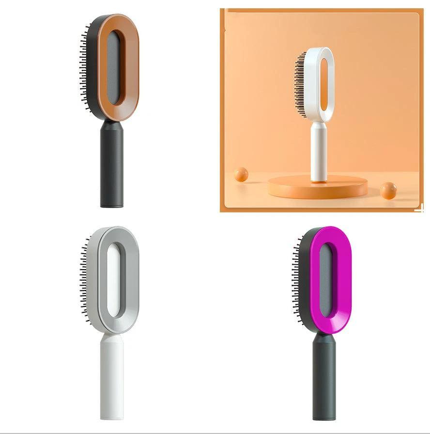 Self-Cleaning Hair Brush with Scalp Massage - One-Click Cleaning - MANDOTOS