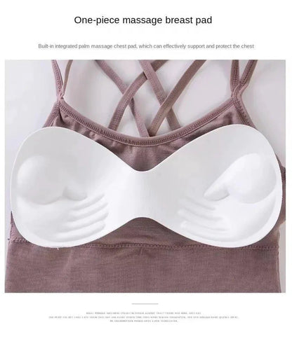 Sexy Women Tops Back Cross Strap Tank Top Push Up Running Sports Bra Breathable Soft Fitness Beauty Solid Color Yoga Bra - MANDOTOS