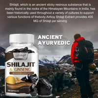 Shilajit & Ginseng Supplement - Provides Energy and Endurance, Enhances Brain & Memory, Immune Support - 120 Capsules MANDOTOS