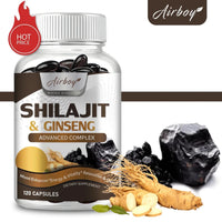 Shilajit & Ginseng Supplement - Provides Energy and Endurance, Enhances Brain & Memory, Immune Support - 120 Capsules MANDOTOS