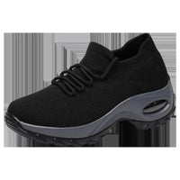 Mandotos women's sports shoes with flying knit sock design, lightweight shaking shoes for active wear.