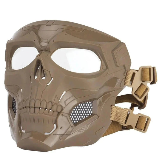 Mandotos Skull Tactical Sports Mask featuring a bold skull design, breathable fabric, and adjustable straps for active outdoor use.