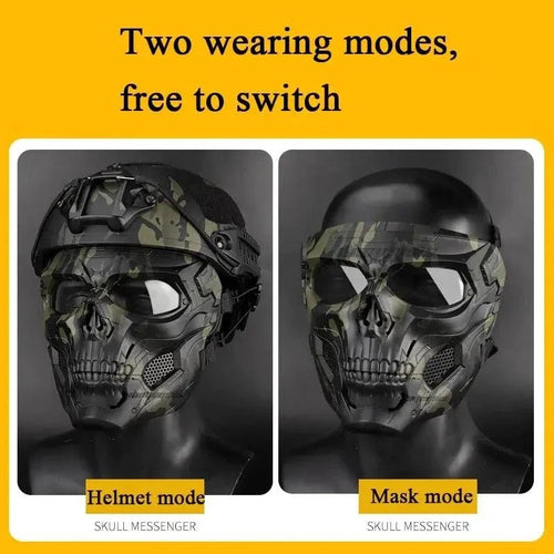 Mandotos Skull Tactical Sports Mask with adjustable straps and breathable fabric, designed for outdoor and tactical activities.