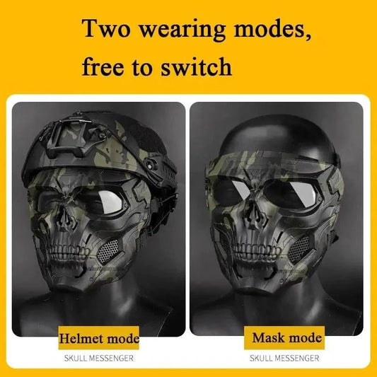 Mandotos Skull Tactical Sports Mask with adjustable straps and breathable fabric, designed for outdoor and tactical activities.