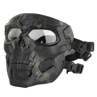 Mandotos Skull Tactical Sports Mask with breathable fabric and adjustable straps for outdoor activities and tactical use.
