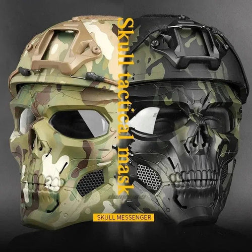 Mandotos Skull Tactical Sports Mask with adjustable straps and breathable fabric, designed for outdoor activities and tactical use.