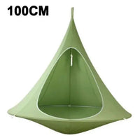 Mandotos SkyNest hanging hammock chair with soft fabric and sturdy wooden support, ideal for relaxing indoors or outdoors.