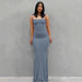 Sleek Satin Backless Gown - MANDOTOS