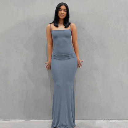 Sleek Satin Backless Gown - MANDOTOS