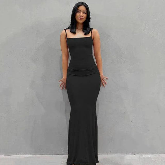 Sleek Satin Backless Gown - MANDOTOS
