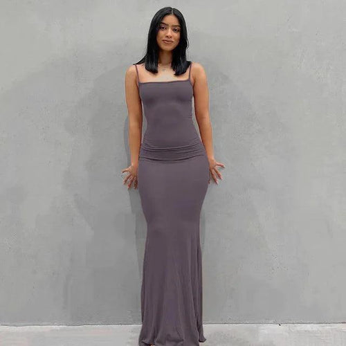 Sleek Satin Backless Gown - MANDOTOS