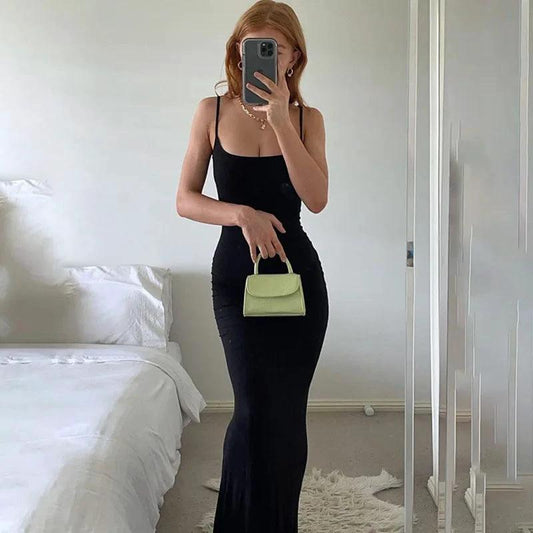 Sleek Satin Backless Gown - MANDOTOS